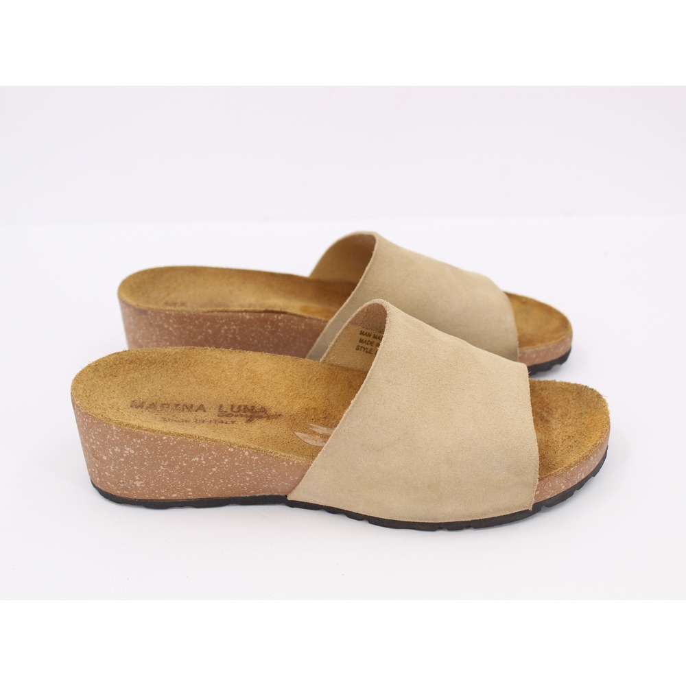 Marina Luna Suede Wedge Slide Sandals Made in Italy Womens 7 - Picture 4 of 11